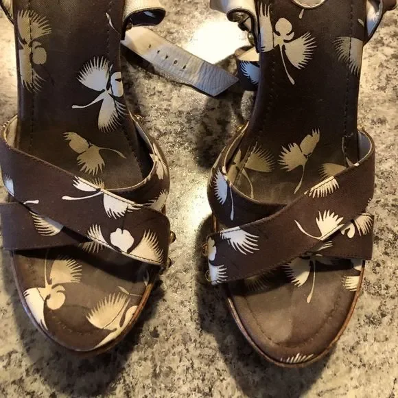 Gucci flower print wooden heel - Picture 2 of 10